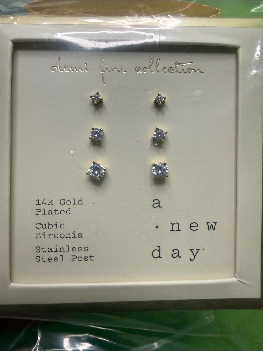 a new day Gold-Plated Cubic Zirconia Stud Earring Set - White